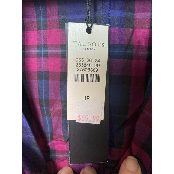 Talbots Plaid Faux Wrap Blouse with Side Zipper Size 4P - Picture 8 of 12